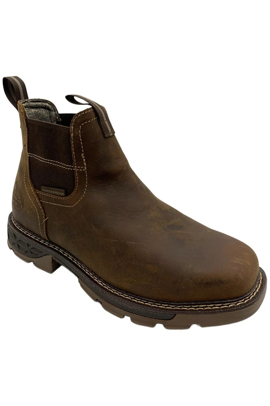 Georgia Boot Men's Carbo-Tec FLX Waterproof Chelsea Work Boot Brown - Wide